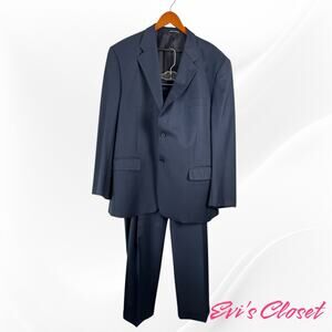 Zanieri Mens Blue Suit Vitale Barberis Canonico Super 110 Wool Sz (52) 46/40